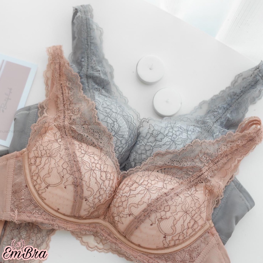 Áo lót nữ Embra ren mềm mại áo rời đệm hơi không gọng siêu nâng ngực EBALKG28