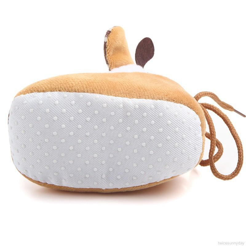 Đôi giày lông cừu san hô họa tiết tuần lộc hoạt hình xinh xắn đáng yêu dành cho trẻ em