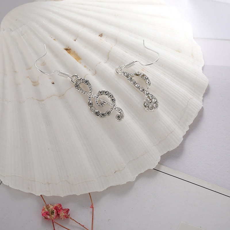 Fashion Creative Earrings Cute Crystal Music Notes Earrings Women Jewelry Accessories