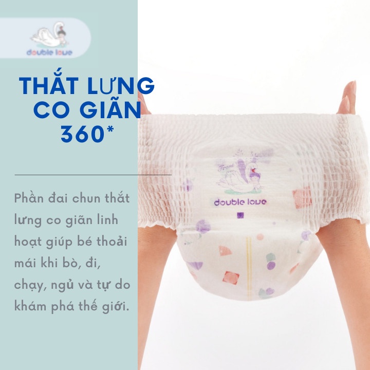 Tã quần Double Love Size XXL44  quần: 44 miếng siêu mềm mỏng khô thoáng