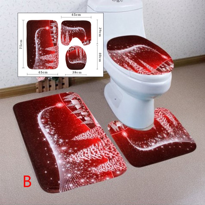 Wyl set 3 Thảm Lót Sàn Nhà Tắm Chống Trượt Hình Ông Già Noel Cây Thông Giáng Sinh