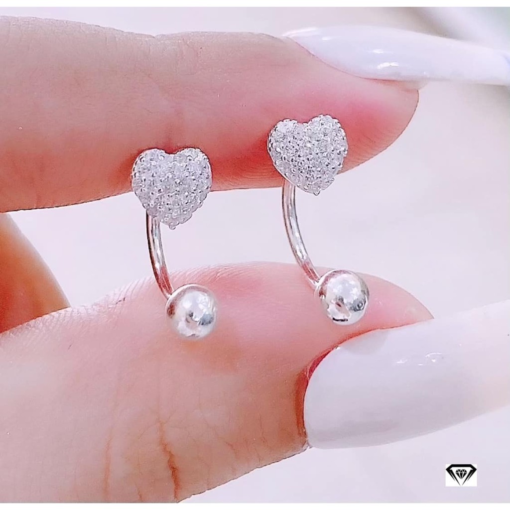 Bông tai nữ bạc ta mẫu 2in1 trẻ trung,MS50,Vàng bạc an chi