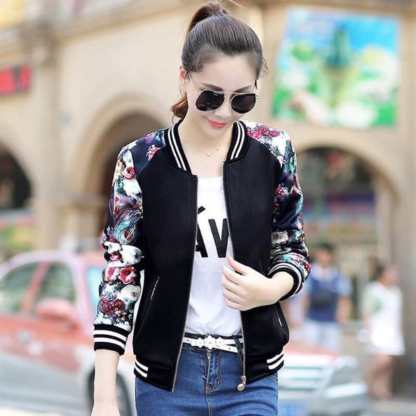 0707AB - Áo bomber tay hoa