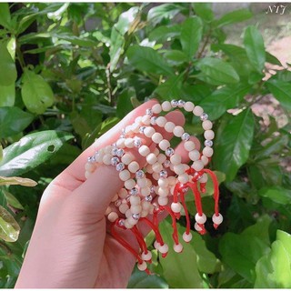 Vòng dâu tằm mix bi bạc cho bé