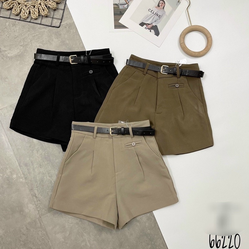 Quần  short vải kèm đai