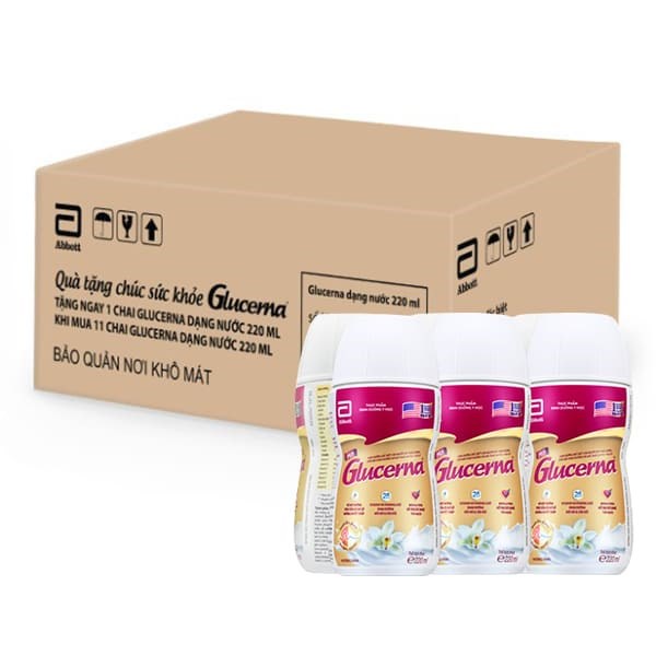Thùng 24 Chai Sữa Nước Dành Cho Người Bị Tiểu Đường Glucerna Abbott 220ml