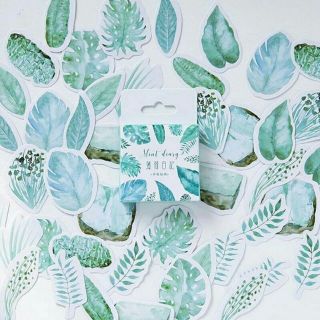 Bộ 45 sticker lá Mint Diary xanh mát 🌿 trang trí Handmade