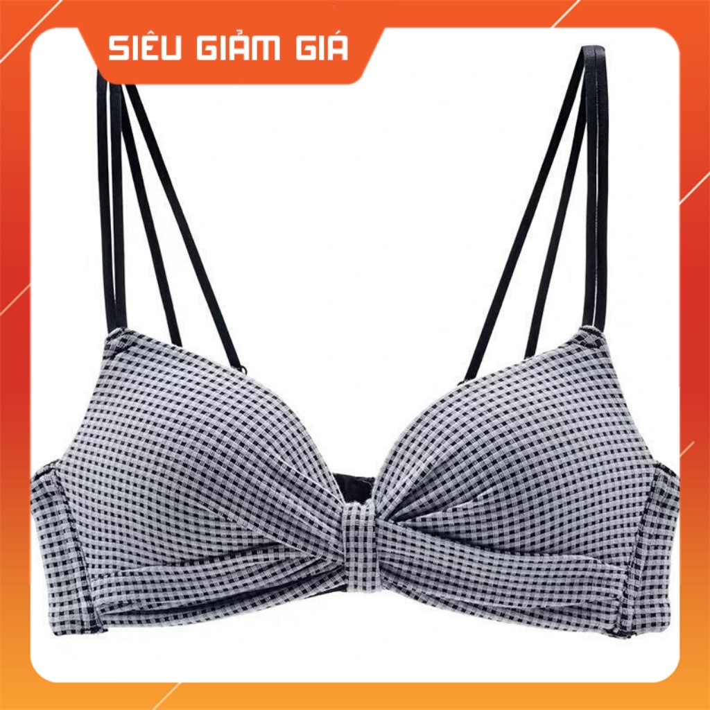 Áo lót nữ nhún nơ kẻ caro thông hơi thoáng mát
