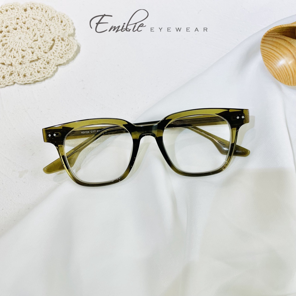 Gọng kính vuông nam nữ nhựa TR kết hợp acetate Kính mắt Emilie phụ kiện thời trang K9104