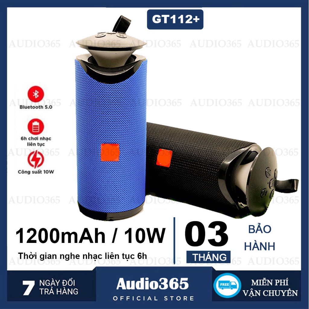 Loa bluetooth Audio365 GT112+ Mini Pin trâu, Bass mạnh mẽ, có cổng USB, thẻ nhớ, đèn led, âm thanh cực hay