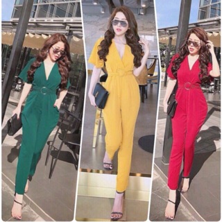 Jumsuit cổ V cột eo cực xinh