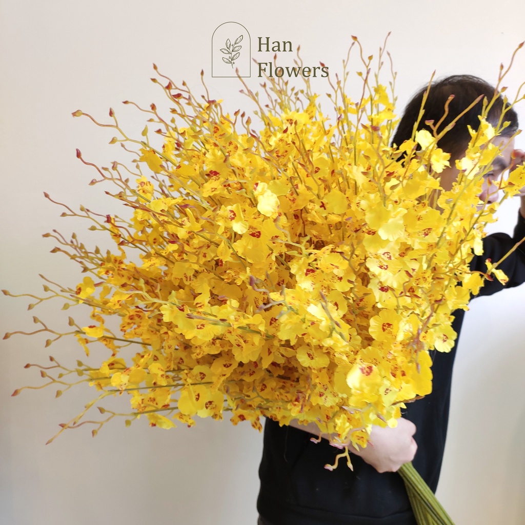 Hoa lan vũ nữ 5 nhánh dài 1m-  Hoa lụa trang trí nhà cửa - Han flowers
