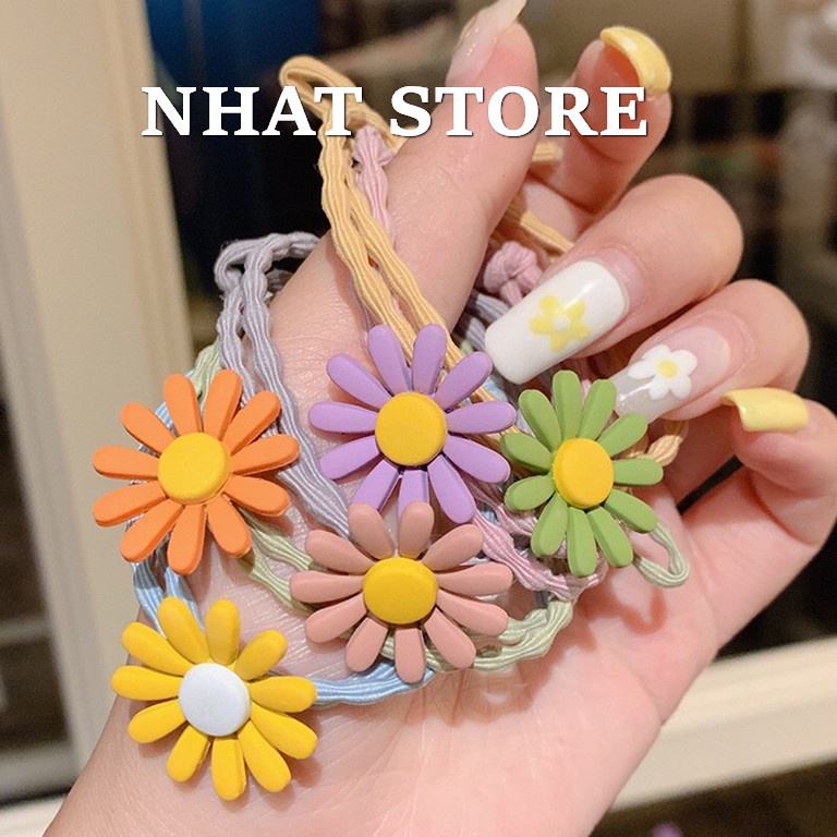 Dây buộc tóc Scrunchies hoa cúc nhiều màu Hàn Quốc nhatstore