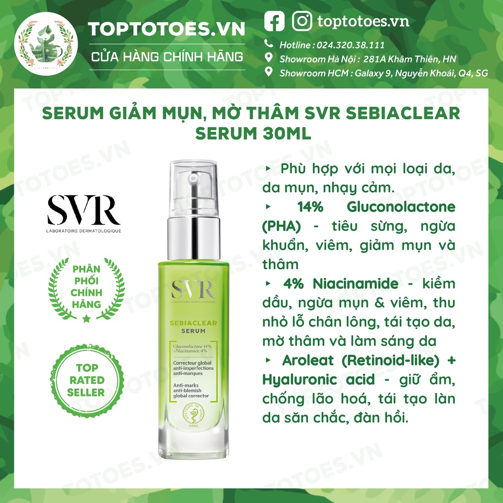 [Mã SKAMPUSH11 giảm 10% đơn 200k] Serum giảm mụn, mờ thâm SVR Sebiaclear 30ml [NHẬP KHẨU CHÍNH HÃNG 100%]