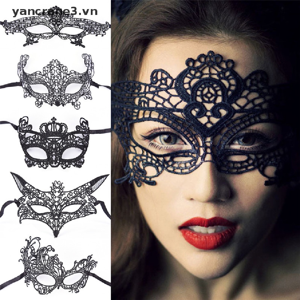 Mặt Nạ Che Mắt Màu Đen Phối Ren Hóa Trang Tiệc Dạ Hội Cho Nữ yancrane3.vn}