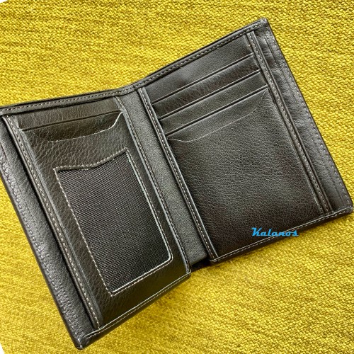 Bóp Ví nam da bò cao cấp dáng đứng màu đen Kalanos KBN210-Den, Ví nam da bò mịn form đẹp & thời trang