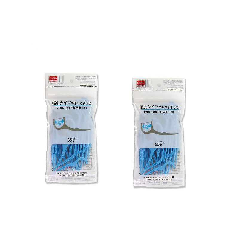 Daiso Chỉ Nha Khoa Có Túi Đựng 55 Pcs Toothpick W/ Floss And Zipper Bag Wide Type