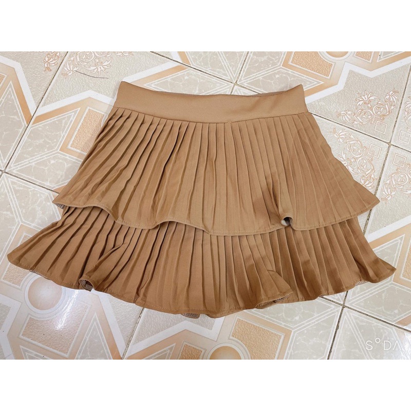 [TT HÀNG CỰC HOT] CHÂN VÁY, VÁY QUẦN DẬP LY 2 TẦNG BỒNG BỀNH 3 MẦU NÂU ĐEN TRẮNG, VÁY KÈM QUẦN AN TOÀN TUYỆT ĐỐI