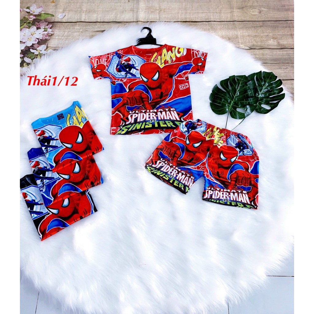 3DSNN02-Quần áo siêu nhân nhện, đồ bé trai in 3d hình siêu nhân nhện siêu đáng yêu giá tận xưởng cho bé 1- 4t