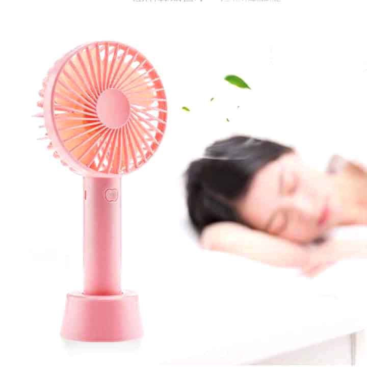 Quạt cầm tay mini có đế để bàn kèm pin sạc dây cáp