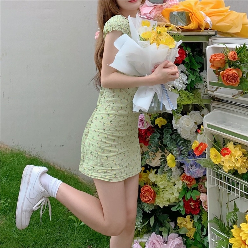 Đầm hoa thắt dây CD305