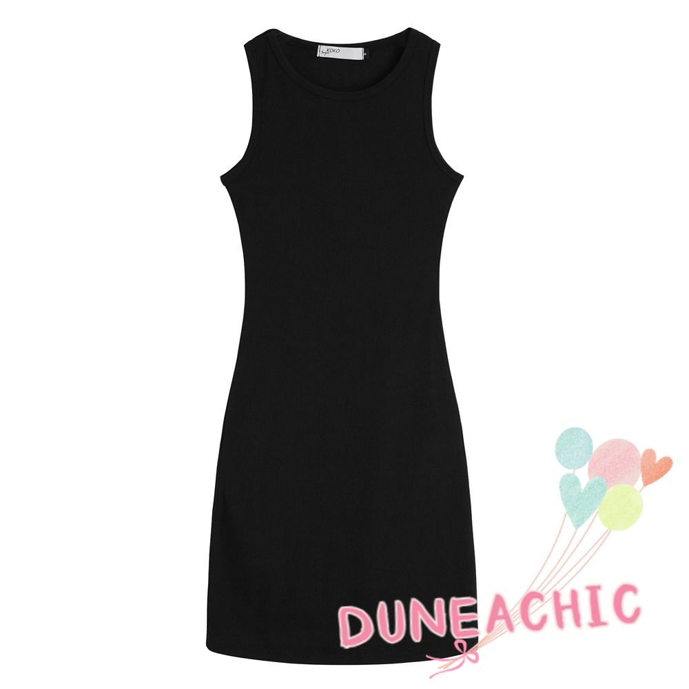 DUNEA Áo Tank Top Sát Nách Màu Đen Ôm Dáng Quyến Rũ Cho Nữ