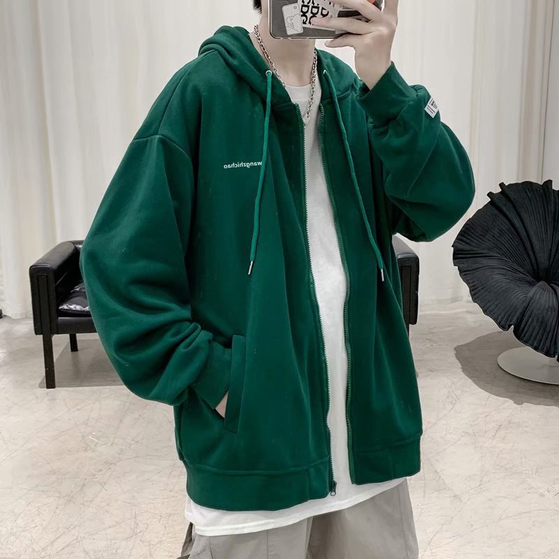 Áo hoodie phối khóa kéo dáng rộng cá tính dành cho nam | BigBuy360 - bigbuy360.vn