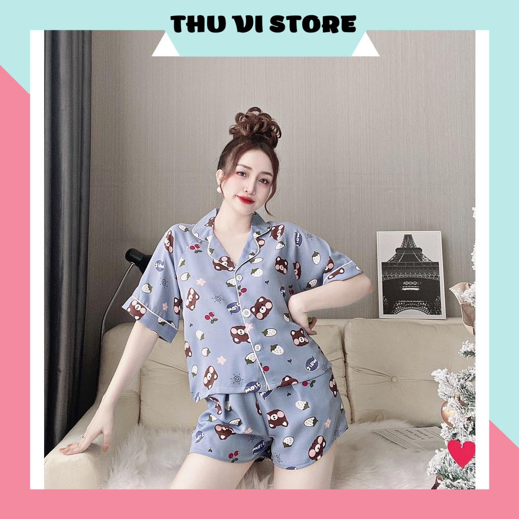 Bộ Ngủ Pijama, Đồ Lụa Mặc Nhà Áo Tay Ngắn  Hoa Văn Quần Sọc Chất Lụa Hoa Văn , Nhiều Màu Form Dáng Rộng Rãi Thời Trang C | BigBuy360 - bigbuy360.vn