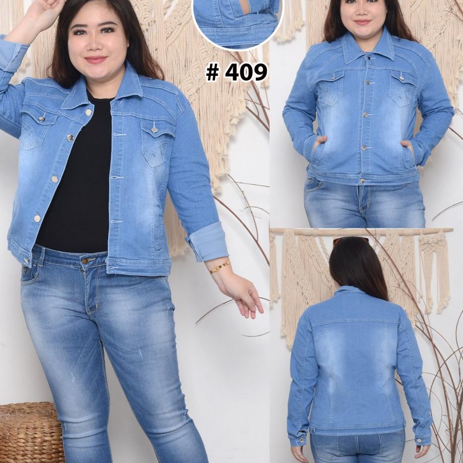 Mc girl - Áo Khoác Jeans Denim Cao Cấp Mỏng Màu Trơn Size Lớn XXL Cho Nữ