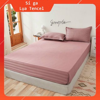 Bộ ga gối cotton lụa sọc 3f lan pham bedding - hồng