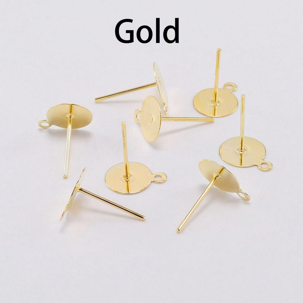 Bộ 200 ghim đế hình tròn rỗng dùng làm đầu khuyên tai / trang sức DIY kích thước 6 8 10 12mm