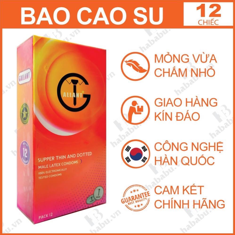 Bao Cao Su GALLANT Siêu Mỏng, Gân gai, Truyền Nhiệt Nhanh - 12 chiếc