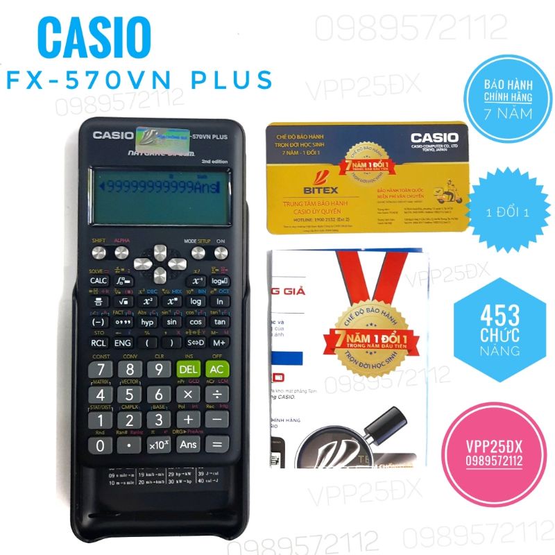 Máy tính học sinh casio FX-570VN plus Chính Hãng (Bảo hành 7 năm).