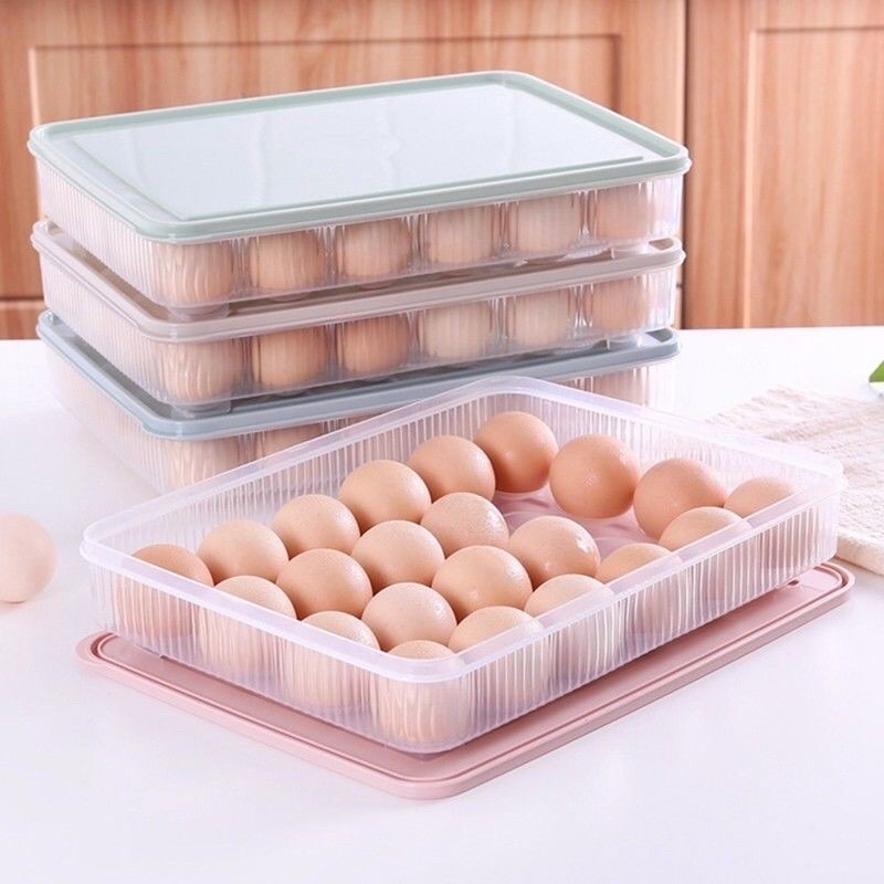 Khay Đựng Trứng/Hộp Lưu Trữ Trứng 24 Ngăn Trong Tủ Lạnh/ Khay Trứng Chất Liệu PP Cao Cấp 4 Màu