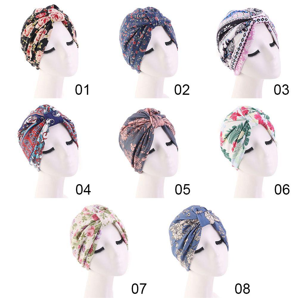 Mũ Trùm Đầu Turban Bằng Cotton In Hoa Cho Nữ