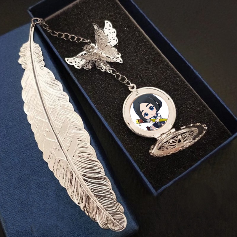 ( không kèm hộp ) Bookmark nhân vật BLUE PERIOD anime chbi lông vũ gắn điệp lá kim loại mỏng