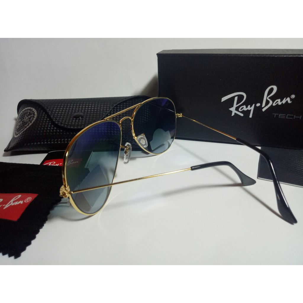 Kính RAYBAN tròng thủy tinh màu xanh khói siêu thời trang