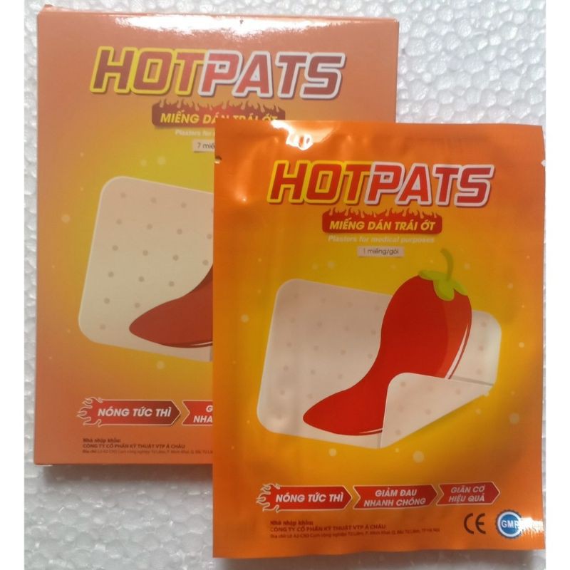 Miếng dán nóng trái ớt Hotpats (hộp 7 miếng) Nóng tức thi-Giảm đau nhanh chóng-Gianx cơ hiệu quả