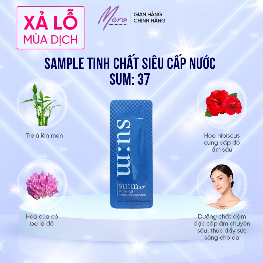 Gói Sample Tinh Chất Huyết Thanh Sum Xanh Siêu Cấp Nước Cho Da Căng Mọng Su:m37 Water-full Deep Effect Ampoule 1ml