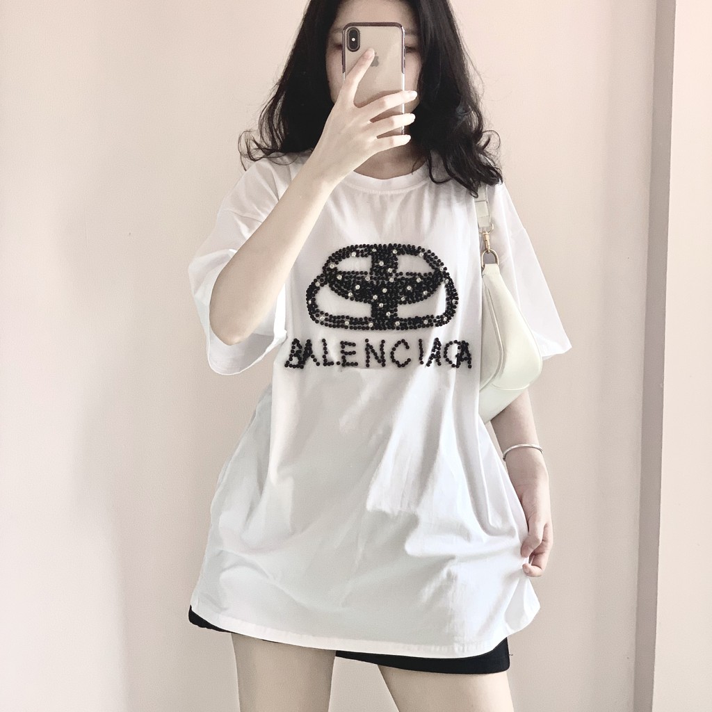 [Ảnh + Video thật] Áo thun nữ Cotton - Áo phông BLENCIAGA cổ tròn, hàng nhập Quảng Châu cao cấp loại 1 - Freesize