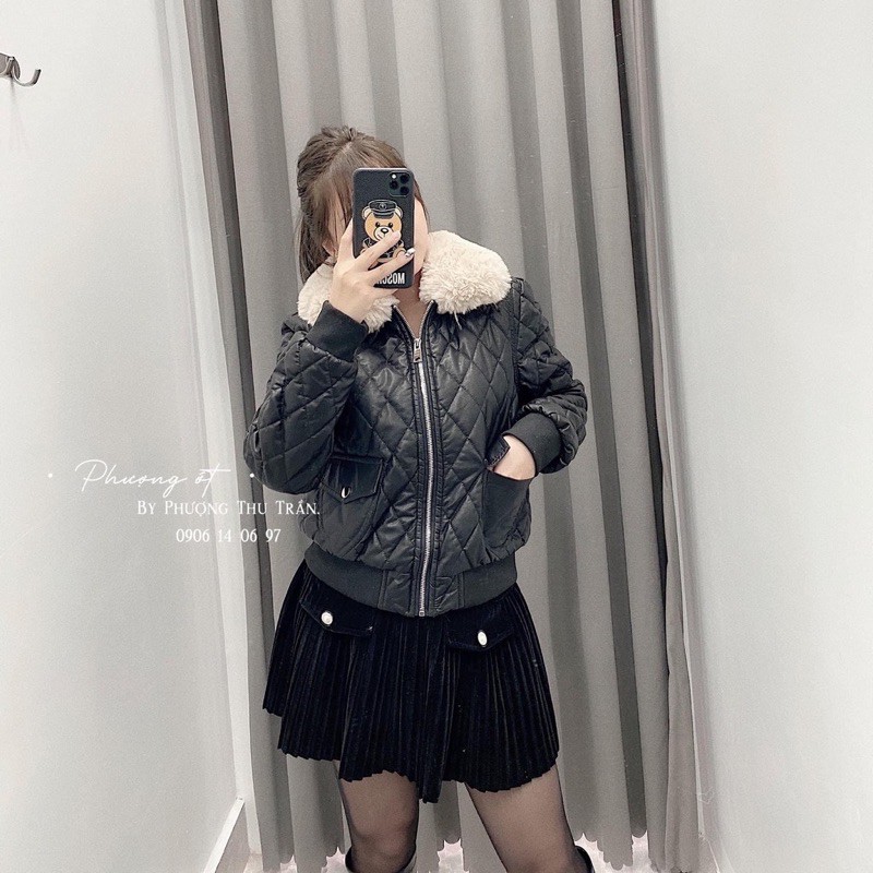 ÁO KHOÁC DA TRẦN TRÁM CỔ LÔNG