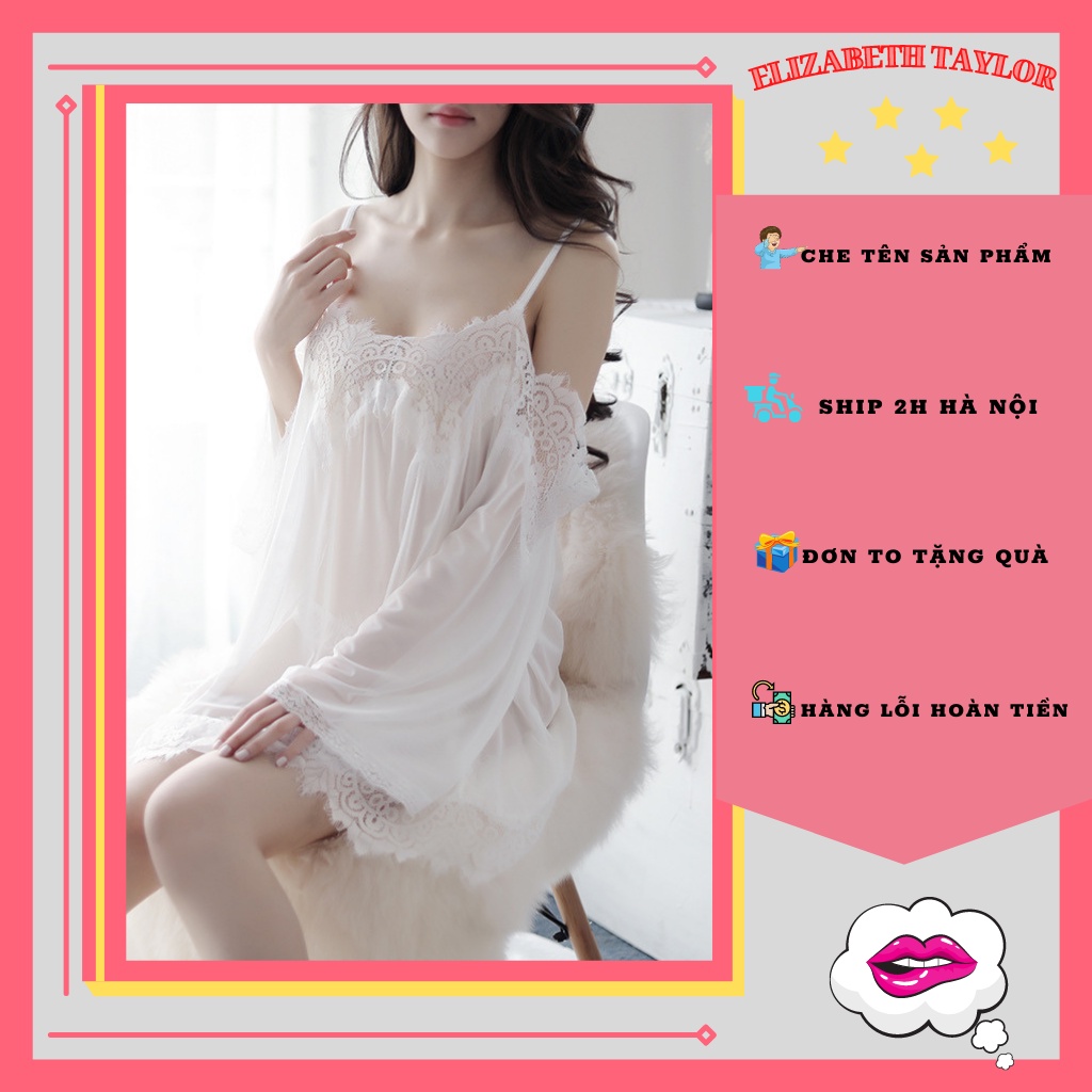 Đầm Váy Ngủ Ren Xuyên Thấu Kèm Quần Chip Cực Kỳ Sexy và Quyến Rũ