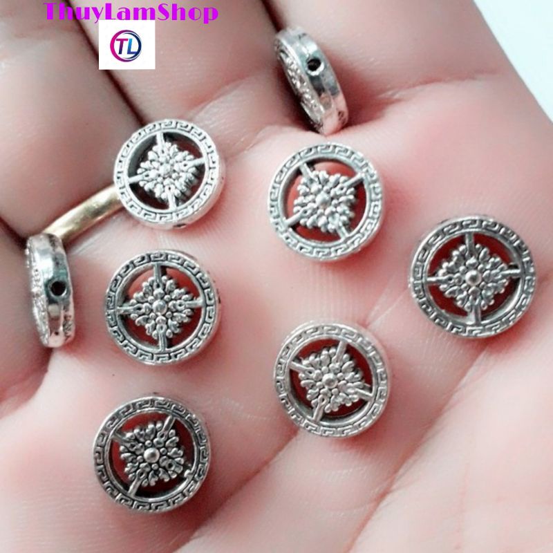 Charm Bánh Xe Pháp luân xi bạc màu trắng làm vòng