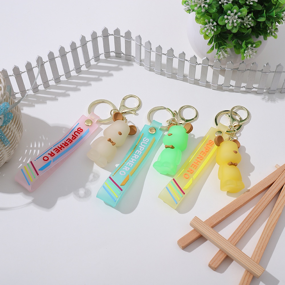 ★★★1 Móc Khóa Pha Lê Trong Suốt Hình Gấu Thắt Nơ Sáng Tạo Dễ Thương Dành Cho Cặp Đôi