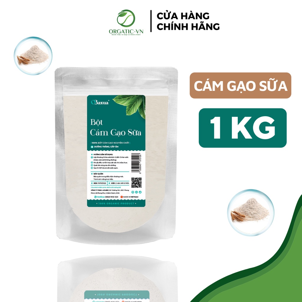 Bột cám gạo sữa  [ 1KG ] nguyên chất hữu cơ- trắng da, dưỡng ẩm, mờ thâm sạm