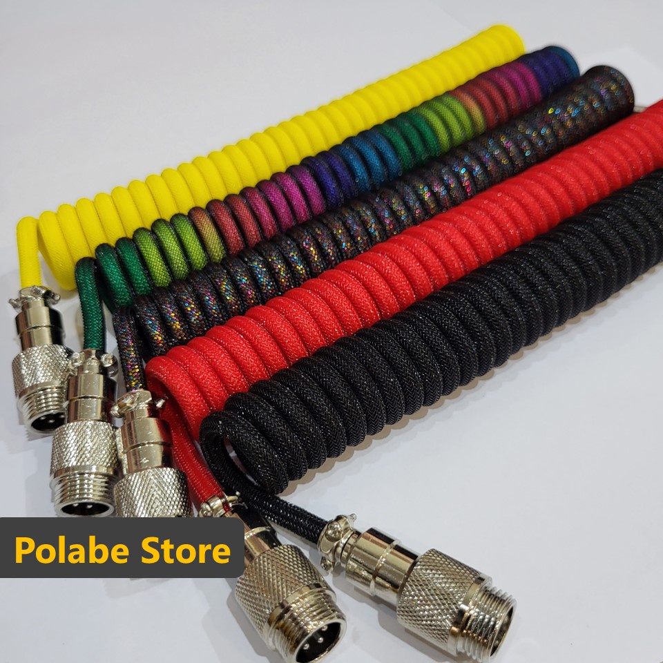 Dây cáp Custom bàn phím cơ Type-C, dây dù cao cấp, trục kết nối GX12, custom cable đầu cắm USB kim loại - Polabe Store
