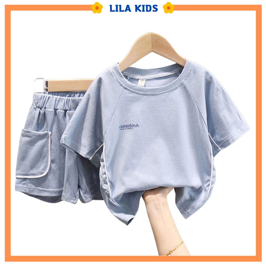 Bộ cộc tay cho bé LILA KIDS, Đồ bộ bé trai chất cotton Cao Cấp cho bé từ 6- 20kg