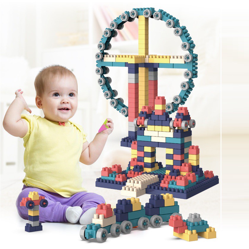 Bộ đồ chơi xếp hình lắp ráp lego 520 chi tiết phát triển trí tuệ sáng tạo cho bé