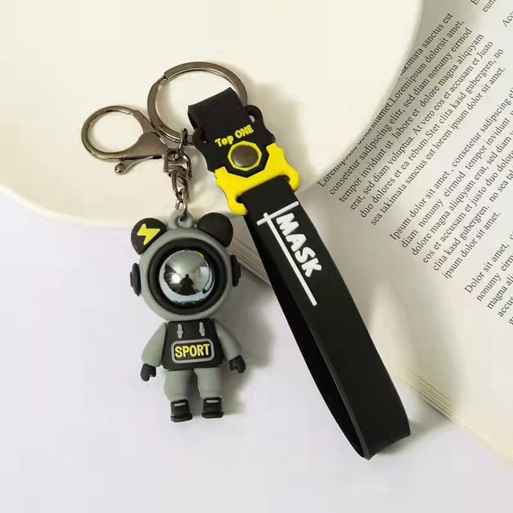 Móc khóa cute Merin Accessories ô tô hình gấu anime màu đen xanh chết liệu cao su nhựa siêu bền - Móc khoá Astro