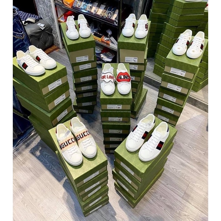 Giày thể thao GG 3 vạch 𝐆𝐮𝐜𝐜𝐢 LOVED thêu mẫu mới hàng cao cấp cực chất  - Ảnh Thật
